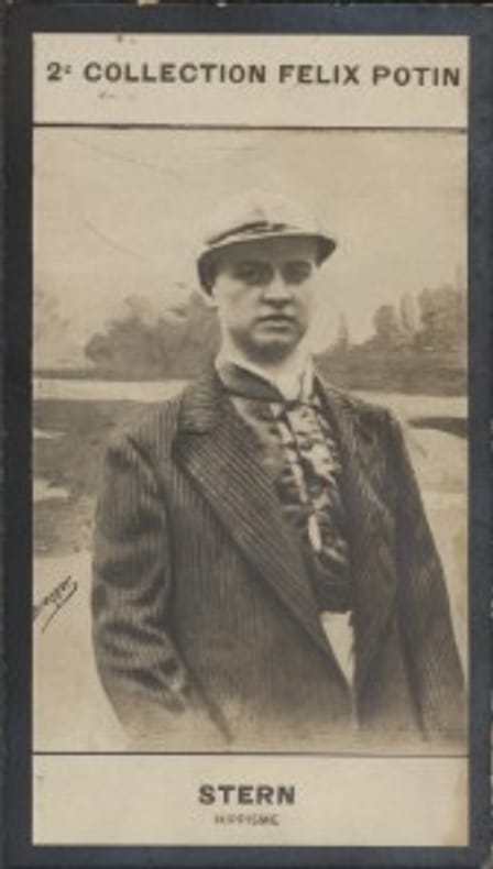 Photographie de la collection Félix Potin (4 x 7,5 cm) représentant : Georges Stern, jockey.. STERN (Georges) - (Photo de la 2e collection Félix ...