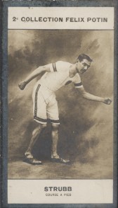 Photographie de la collection Félix Potin (4 x 7,5 cm) représentant : Alfred Schrubb, coureur à pied.. SCHRUBB (Alfred) - (Photo de la 2e collection ...