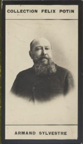 Photographie de la collection F&eacute;lix Potin (4 x 7,5 cm) repr&eacute;sentant : Armand Sylvestre, homme de lettres.. SYLVESTRE (Armand) 