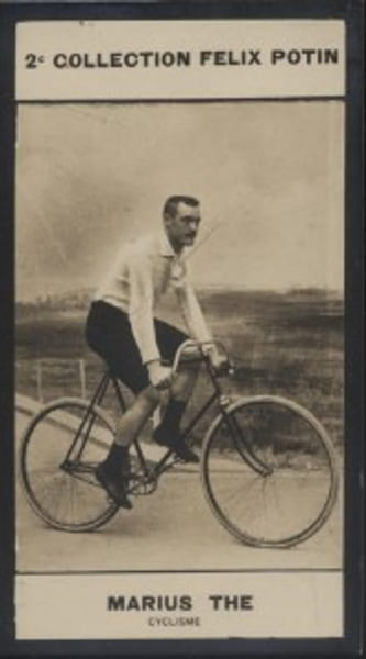Photographie de la collection F&eacute;lix Potin (4 x 7,5 cm) repr&eacute;sentant : Marius Th&eacute;, coureur cycliste.. THE (Marius) - (Photo de la 2e collection F&eacute;lix ...