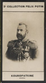 Photographie de la collection F&eacute;lix Potin (4 x 7,5 cm) repr&eacute;sentant : G&eacute;n&eacute;ral Kouropatkine.. KOUROPATKINE (Alexis-Nicolai&eacute;vitch) - (Photo de la 2e ...
