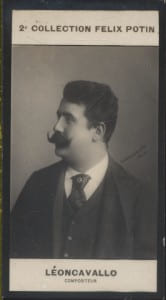 Photographie de la collection F&eacute;lix Potin (4 x 7,5 cm) repr&eacute;sentant : Ruggero L&eacute;oncavallo, compositeur.. LEONCAVALLO (Ruggero) - (Photo de la 2e ...