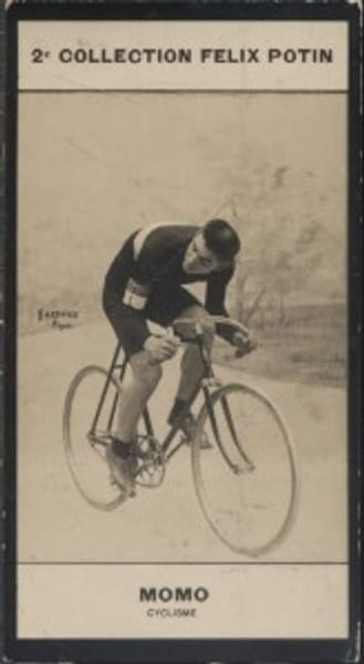 Photographie de la collection F&eacute;lix Potin (4 x 7,5 cm) repr&eacute;sentant : Dominico Momo, cycliste.. MOMO (Dominico) - (Photo de la 2e collection F&eacute;lix ...