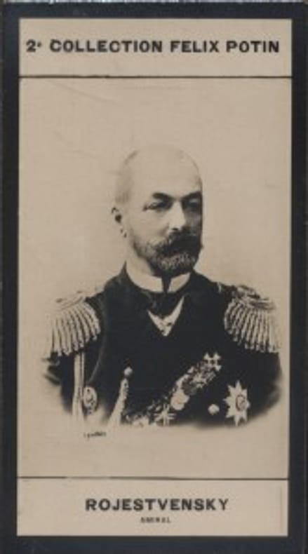 Photographie de la collection Félix Potin (4 x 7,5 cm) représentant : Amiral Rojestvensky.. ROJESTVENSKY Zinovy-Pietrovitch - (Photo de la 2e ...