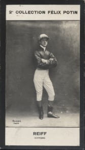 Photographie de la collection F&eacute;lix Potin (4 x 7,5 cm) repr&eacute;sentant : John Reiff, jockey.. REIFF John-William - (Photo de la 2e collection F&eacute;lix ...