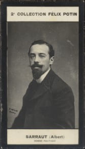 Photographie de la collection Félix Potin (4 x 7,5 cm) représentant : Albert Sarraut, homme politique.