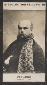 Photographie de la collection F&eacute;lix Potin (4 x 7,5 cm) repr&eacute;sentant : Paul Verlaine, homme de lettres.. VERLAINE Paul - (Photo de la 2e collection ...