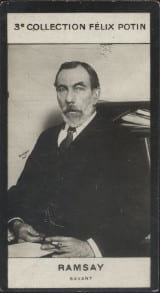 Photographie de la collection F&eacute;lix Potin (4 x 7,5 cm) repr&eacute;sentant : Ramsay, savant.. RAMSAY - Savant - (Photo de la 3e collection F&eacute;lix Potin) 