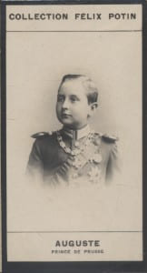 Photographie de la collection Félix Potin (4 x 7,5 cm) représentant : Auguste - Prince de Prusse.