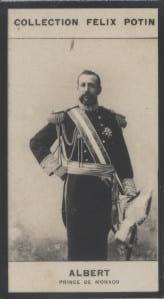 Photographie de la collection Félix Potin (4 x 7,5 cm) représentant : Albert - Prince de Monaco.