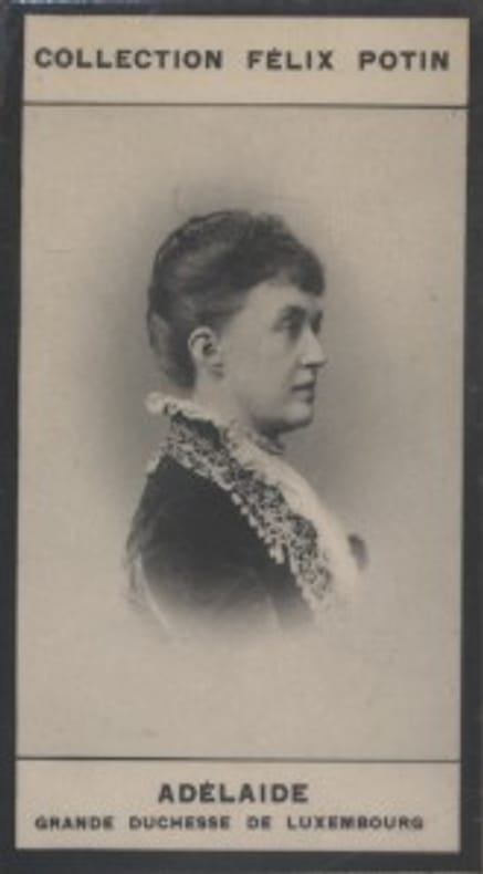 Photographie de la collection Félix Potin (4 x 7,5 cm) représentant : Adélaïde - Grande Duchesse de Luxembourg.. ADELAIDE - Grande Duchesse de ...