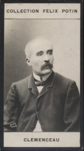 Photographie de la collection F&eacute;lix Potin (4 x 7,5 cm) repr&eacute;sentant : Georges Clemenceau, homme politique.. CLEMENCEAU (Georges) 