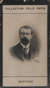 Photographie de la collection F&eacute;lix Potin (4 x 7,5 cm) repr&eacute;sentant : Louis Barthou, homme politique.. BARTHOU (Louis) Photo Walery.