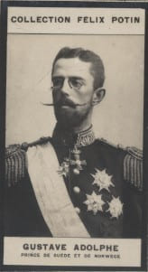 Photographie de la collection F&eacute;lix Potin (4 x 7,5 cm) repr&eacute;sentant : Prince Gustave-Adolphe de Su&egrave;de et de Norv&egrave;ge.. GUSTAVE ADOLPHE - Prince de ...