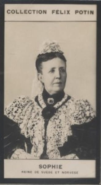 Photographie de la collection F&eacute;lix Potin (4 x 7,5 cm) repr&eacute;sentant : Sophie Reine de Su&egrave;de et de Norv&egrave;ge.. SOPHIE (Reine de Su&egrave;de et de Norv&egrave;ge) 
