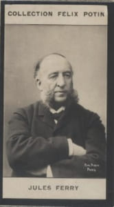 Photographie de la collection Félix Potin (4 x 7,5 cm) représentant : Jules Ferry, homme politique.