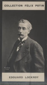 Photographie de la collection Félix Potin (4 x 7,5 cm) représentant : Edouard Lockroy, auteur dramatique, journaliste et homme politique.