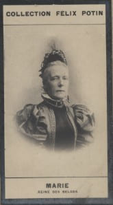 Photographie de la collection F&eacute;lix Potin (4 x 7,5 cm) repr&eacute;sentant : Marie-Henriette - Reine des Belges.. MARIE - Reine des Belges 