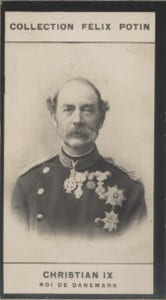 Photographie de la collection Félix Potin (4 x 7,5 cm) représentant : Christian IX - Roi de Danemark.