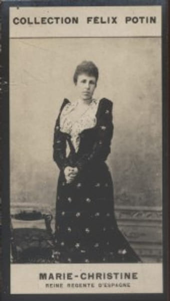 Photographie de la collection F&eacute;lix Potin (4 x 7,5 cm) repr&eacute;sentant : Marie-Christine - Reine d'Espagne.. MARIE-CHRISTINE (Reine r&eacute;gente d'Espagne) 