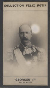 Photographie de la collection F&eacute;lix Potin (4 x 7,5 cm) repr&eacute;sentant : Georges Ier - Roi de Gr&egrave;ce.. GEORGES Ier - Roi de Gr&egrave;ce 