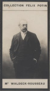 Photographie de la collection F&eacute;lix Potin (4 x 7,5 cm) repr&eacute;sentant : Pierre-Marie Waldeck-Rousseau, homme politique.. WALDECK-ROUSSEAU Pierre-Marie 