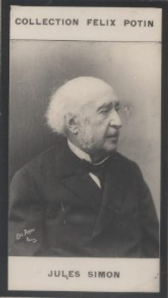 Photographie de la collection F&eacute;lix Potin (4 x 7,5 cm) repr&eacute;sentant : Jules Simon, homme politique.. SIMON Jules Photo Pirou.