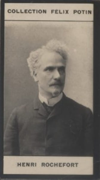 Photographie de la collection F&eacute;lix Potin (4 x 7,5 cm) repr&eacute;sentant : Henri Rochefort, journaliste et homme politique.. ROCHEFORT Henri 