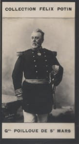 Photographie de la collection F&eacute;lix Potin (4 x 7,5 cm) repr&eacute;sentant : G&eacute;n&eacute;ral Poillo&uuml;e de Saint-Mars. POILLOUE DE SAINT-MARS (G&eacute;n&eacute;ral) Photo Pirou.