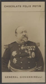 Photographie de la collection F&eacute;lix Potin (4 x 7,5 cm) repr&eacute;sentant : G&eacute;n&eacute;ral Giovanninelli.. GIOVANNINELLI (Laurent) Photo Eug&egrave;ne Pirou.