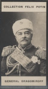 Photographie de la collection F&eacute;lix Potin (4 x 7,5 cm) repr&eacute;sentant : G&eacute;n&eacute;ral Micha&euml;l-Ivanovitch Dragomirotff.. DRAGOMIROFF (G&eacute;n&eacute;ral) Photo Nadar.