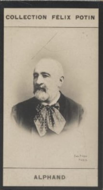 Photographie de la collection Félix Potin (4 x 7,5 cm) représentant : Adolphe Alphand. Ingénieur des Ponts et Chaussées, né à Grenoble. 1817-1891.. ...