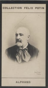Photographie de la collection Félix Potin (4 x 7,5 cm) représentant : Adolphe Alphand. Ingénieur des Ponts et Chaussées, né à Grenoble. 1817-1891.