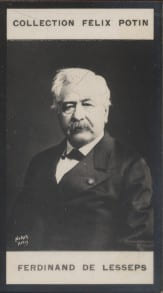 Photographie de la collection F&eacute;lix Potin (4 x 7,5 cm) repr&eacute;sentant : Ferdinand de Lesseps.. LESSEPS (Ferdinand de) Photo Nadar.