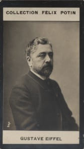 Photographie de la collection F&eacute;lix Potin (4 x 7,5 cm) repr&eacute;sentant : Gustave Eiffel. EIFFEL (Gustave) Photo Eug&egrave;ne Pirou.