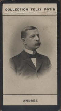 Photographie de la collection Félix Potin (4 x 7,5 cm) représentant : Auguste Andrée, explorateur suédois.. ANDREE (Auguste)