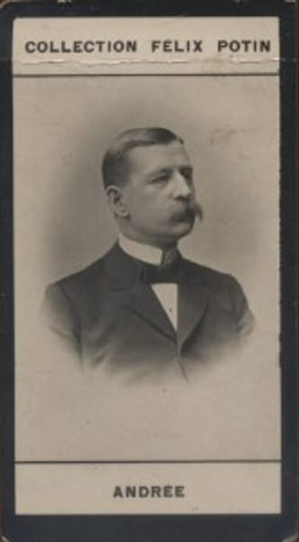 Photographie de la collection F&eacute;lix Potin (4 x 7,5 cm) repr&eacute;sentant : Auguste Andr&eacute;e, explorateur su&eacute;dois.. ANDREE (Auguste) 