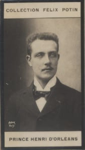 Photographie de la collection F&eacute;lix Potin (4 x 7,5 cm) repr&eacute;sentant : Prince Henri d'Orl&eacute;ans.. HENRI D'ORLEANS Photo Nadar.