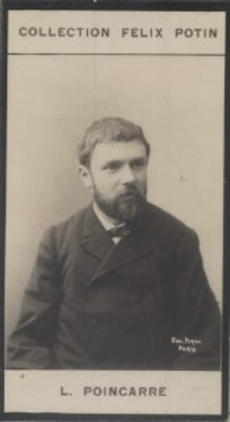 Photographie de la collection F&eacute;lix Potin (4 x 7,5 cm) repr&eacute;sentant : L. Poincar&eacute;, savant.. POINCARE L. Photo Pirou.