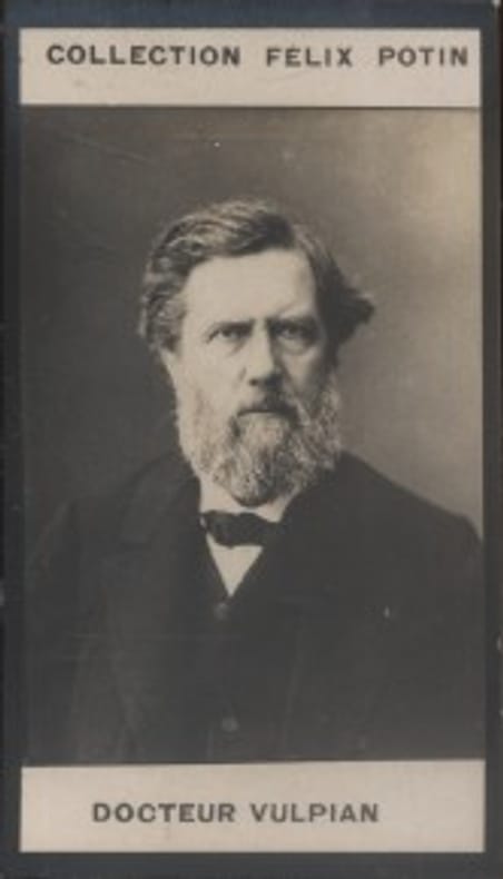 Photographie de la collection Félix Potin (4 x 7,5 cm) représentant : Alfred Vulpian, médecin. VULPIAN (Alfred) Photo Pirou.