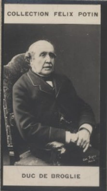 Photographie de la collection Félix Potin (4 x 7,5 cm) représentant : Albert - Duc de Broglie. Historien et homme politique.. BROGLIE (Duc de) Photo ...