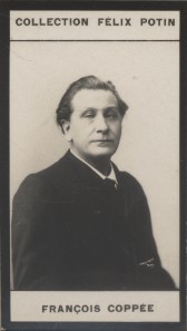 Photographie de la collection Félix Potin (4 x 7,5 cm) représentant : François Coppée, homme de lettres.. COPPEE (François) Photo Pierre Petit.