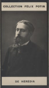 Photographie de la collection F&eacute;lix Potin (4 x 7,5 cm) repr&eacute;sentant : Jos&eacute;-Maria de H&eacute;r&eacute;dia, homme de lettres.. HEREDIA (Jos&eacute;-Maria de) 