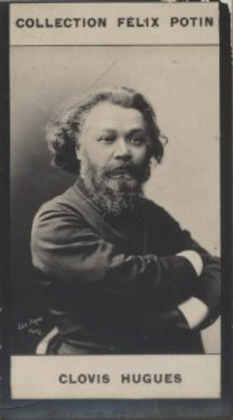Photographie de la collection F&eacute;lix Potin (4 x 7,5 cm) repr&eacute;sentant : Clovis Hugues, &eacute;crivain et homme politique.. HUGUES (Clovis) Photo Eug&egrave;ne Pirou.