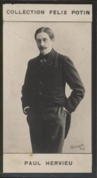 Photographie de la collection F&eacute;lix Potin (4 x 7,5 cm) repr&eacute;sentant : Paul Hervieu, &eacute;crivain.. HERVIEU (Paul) Photo Reutlinger.