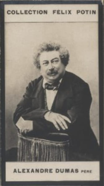 Photographie de la collection F&eacute;lix Potin (4 x 7,5 cm) repr&eacute;sentant : Alexandre Dumas p&egrave;re.. DUMAS (Alexandre, p&egrave;re) 