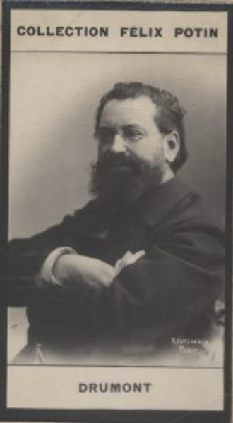 Photographie de la collection F&eacute;lix Potin (4 x 7,5 cm) repr&eacute;sentant : Edouard Drumont, &eacute;crivain et homme politique.. DRUMONT (Edouard) Photo ...