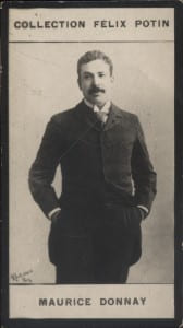 Photographie de la collection F&eacute;lix Potin (4 x 7,5 cm) repr&eacute;sentant : Maurice Donnay, &eacute;crivain.. DONNAY (Maurice) Photo Reutlinger.