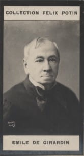 Photographie de la collection F&eacute;lix Potin (4 x 7,5 cm) repr&eacute;sentant : Emile de Girardin, journaliste.. GIRARDIN (Emile de) Photo Boyer.