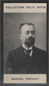 Photographie de la collection F&eacute;lix Potin (4 x 7,5 cm) repr&eacute;sentant : Marcel Pr&eacute;vost, homme de lettres.. PREVOST Marcel Photo Boyer.